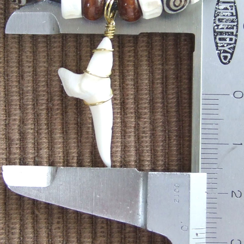 アオザメの歯（約2.7cm）ボーンビーズネックレス - 20185zhc - ウインドウを閉じる