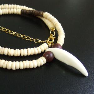 【表示現品】狼牙・ボーンビーズネックレス - 15557zhb 【表示現品】狼牙・ボーンビーズネックレス - 15557zhb