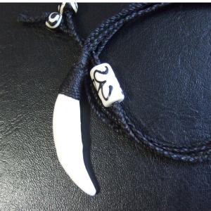 【表示現品】狼牙編み込みネックレス<黒色コード 中サイズ> - 15639zhb 【表示現品】狼牙編み込みネックレス<黒色コード 中サイズ> - 15639zhb