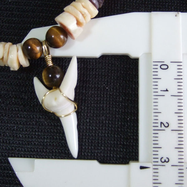【表示現品】アオザメの前歯3.1cm・ビーズネックレス - 21057zhb - ウインドウを閉じる