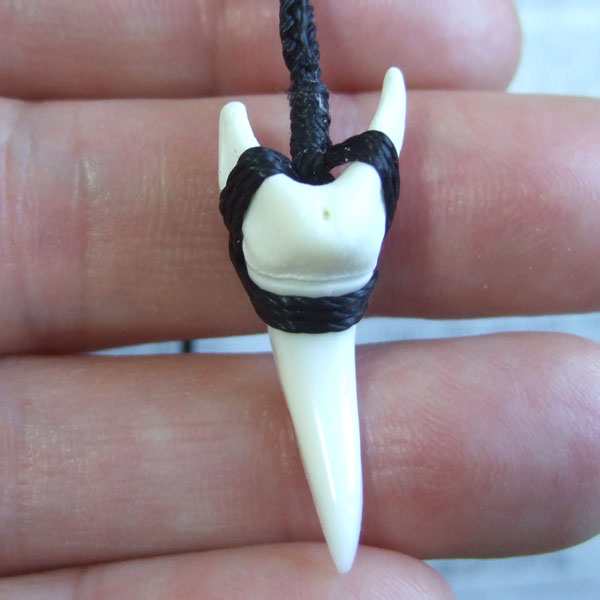 【表示現品】アオザメの前歯（約3.3cm）編みこみネックレス - 21143zhb - ウインドウを閉じる